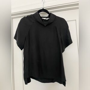 FRAME Black Collared Short Sleeve Top Size M